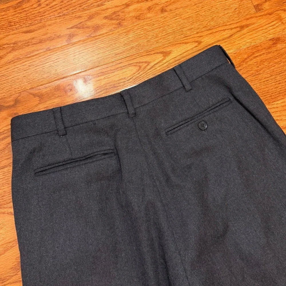 Vintage Paul Stuart Dress Pants Fits Mens 30x28 Gray Wool Pleated Cuffed USA
